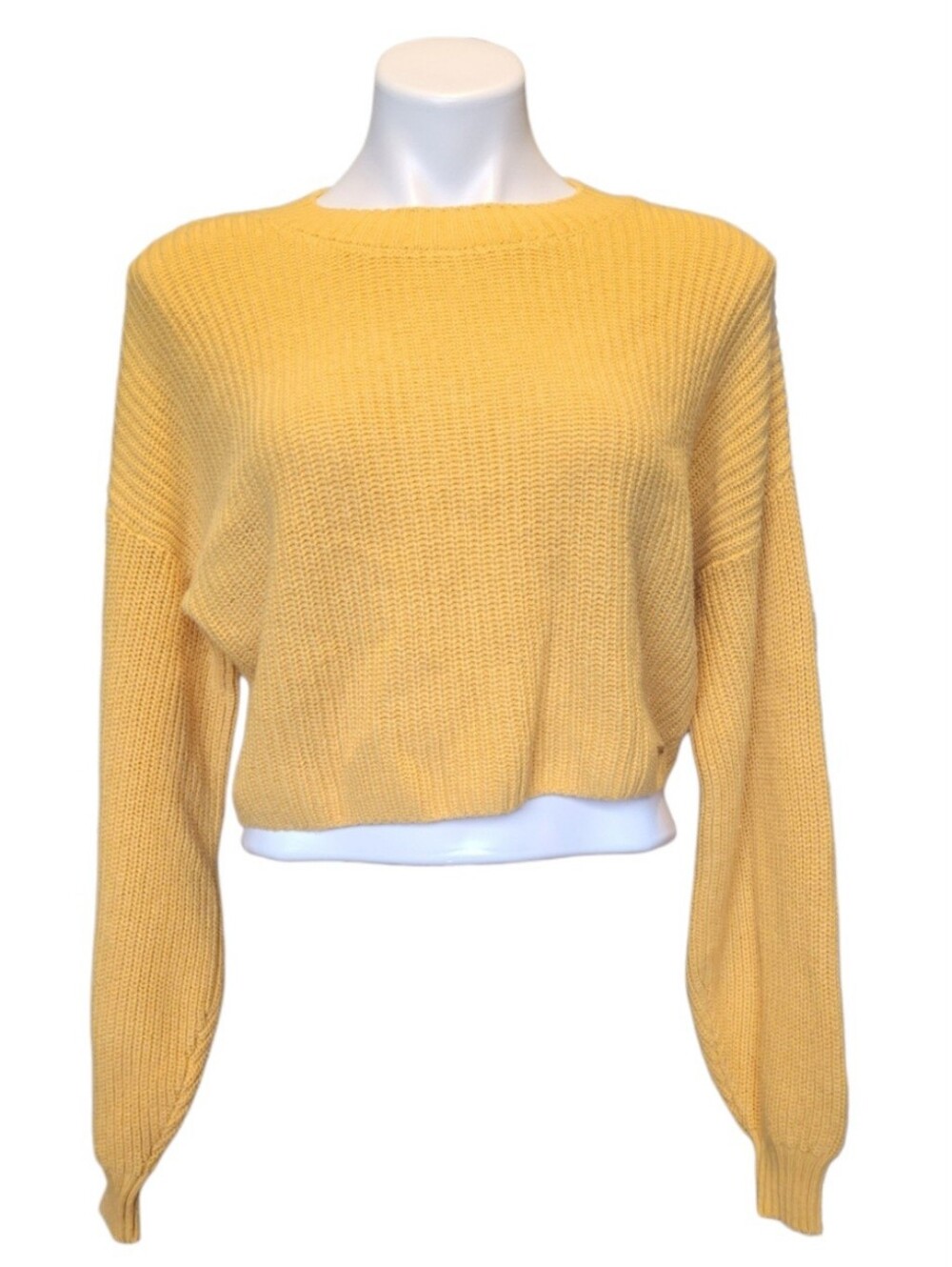 Hollister Womens Size Small Chunky Knit Yellow Cropped Sweater